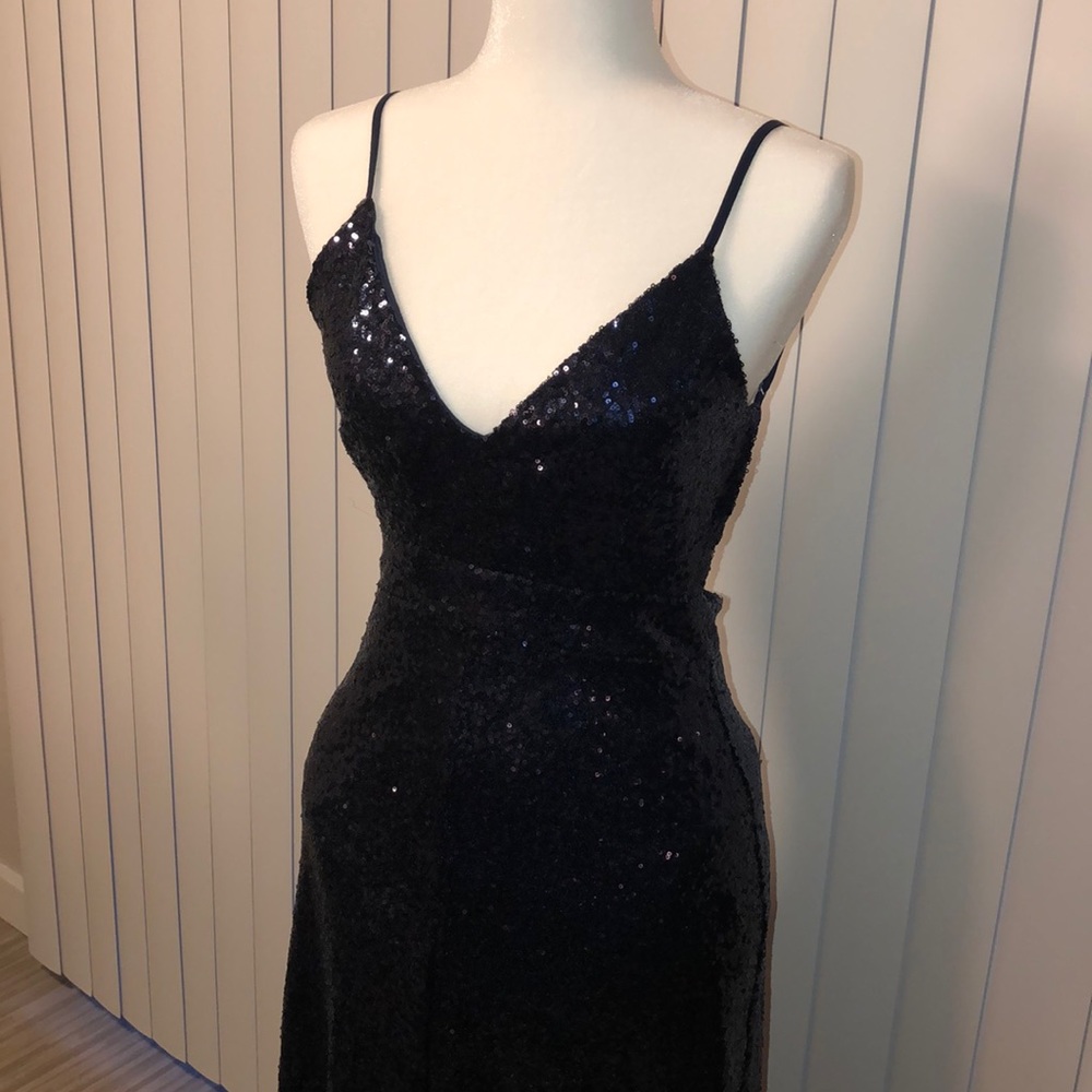 Blue sequin evening gown